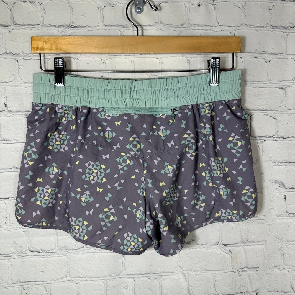 Patagonia Nine Trails Shorts Womens Small Grey Geometric Triangle Print 57622 - Picture 3 of 9
